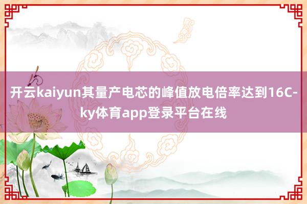 开云kaiyun其量产电芯的峰值放电倍率达到16C-ky体育app登录平台在线