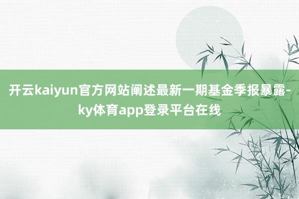 开云kaiyun官方网站阐述最新一期基金季报暴露-ky体育app登录平台在线