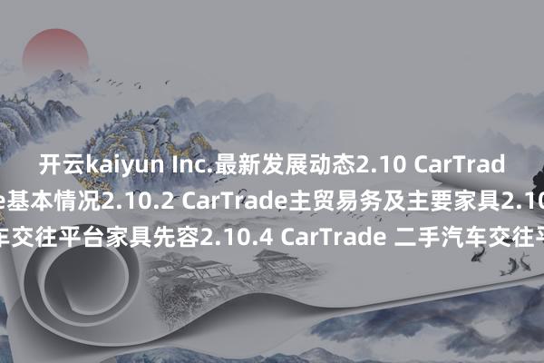 开云kaiyun Inc.最新发展动态2.10 CarTrade2.10.1 CarTrade基本情况2.10.2 CarTrade主贸易务及主要家具2.10.3 CarTrade 二手汽车交往平台家具先容2.10.4 CarTrade 二手汽车交往平台收入、毛利率及商场份额(2020-2025)2.10.5 CarTrade最新发展动态2.11 瓜子二手车2.11.1 瓜子二手车基本情况2.11