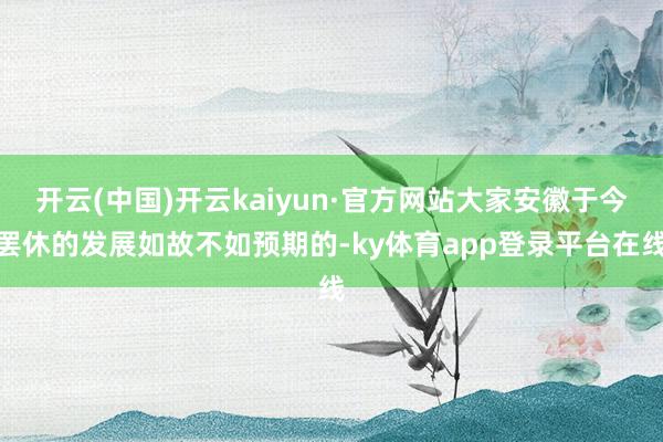 开云(中国)开云kaiyun·官方网站大家安徽于今罢休的发展如故不如预期的-ky体育app登录平台在线