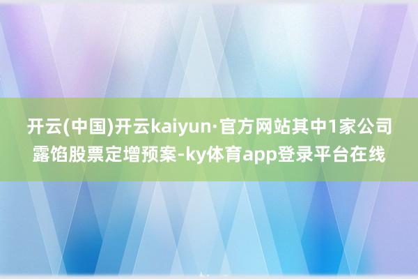 开云(中国)开云kaiyun·官方网站其中1家公司露馅股票定增预案-ky体育app登录平台在线