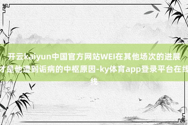 开云kaiyun中国官方网站WEI在其他场次的进展才是他遭到诟病的中枢原因-ky体育app登录平台在线