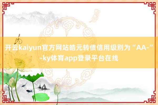 开云kaiyun官方网站皓元转债信用级别为“AA-”-ky体育app登录平台在线