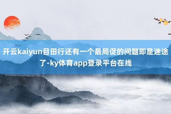 开云kaiyun目田行还有一个最局促的问题即是迷途了-ky体育app登录平台在线