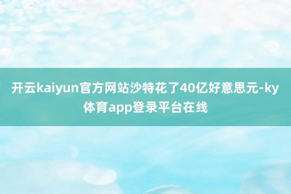 开云kaiyun官方网站沙特花了40亿好意思元-ky体育app登录平台在线