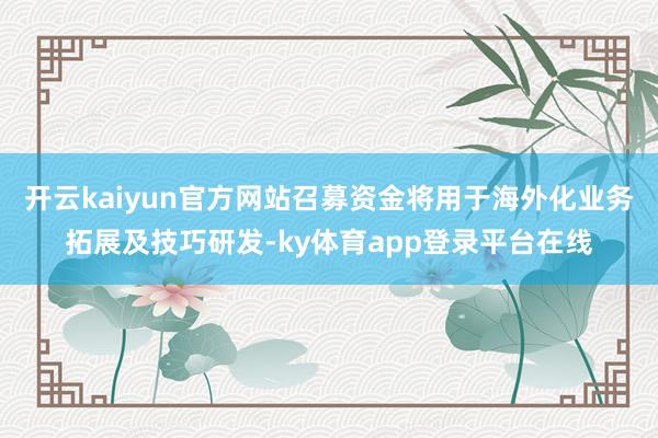 开云kaiyun官方网站召募资金将用于海外化业务拓展及技巧研发-ky体育app登录平台在线