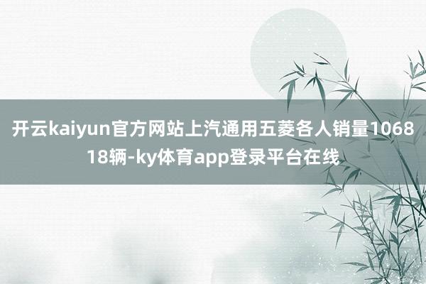 开云kaiyun官方网站上汽通用五菱各人销量106818辆-ky体育app登录平台在线