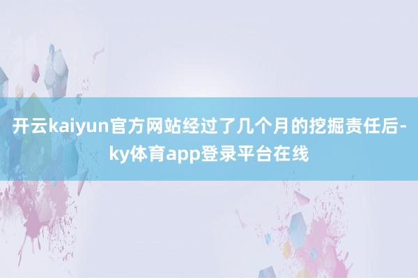 开云kaiyun官方网站经过了几个月的挖掘责任后-ky体育app登录平台在线