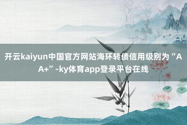 开云kaiyun中国官方网站海环转债信用级别为“AA+”-ky体育app登录平台在线