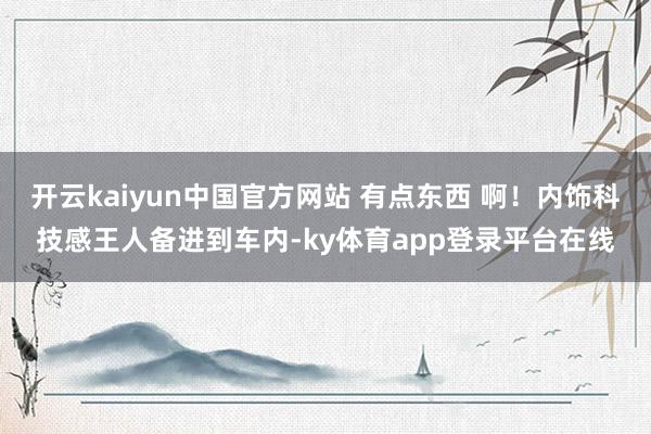 开云kaiyun中国官方网站 有点东西 啊！内饰科技感王人备进到车内-ky体育app登录平台在线
