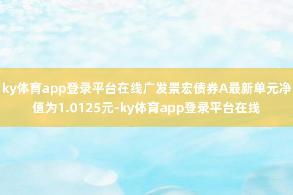 ky体育app登录平台在线广发景宏债券A最新单元净值为1.0125元-ky体育app登录平台在线
