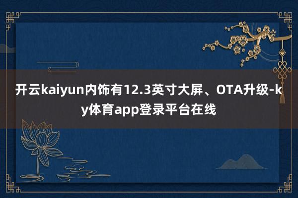 开云kaiyun内饰有12.3英寸大屏、OTA升级-ky体育app登录平台在线