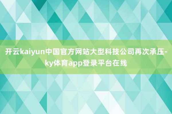 开云kaiyun中国官方网站大型科技公司再次承压-ky体育app登录平台在线
