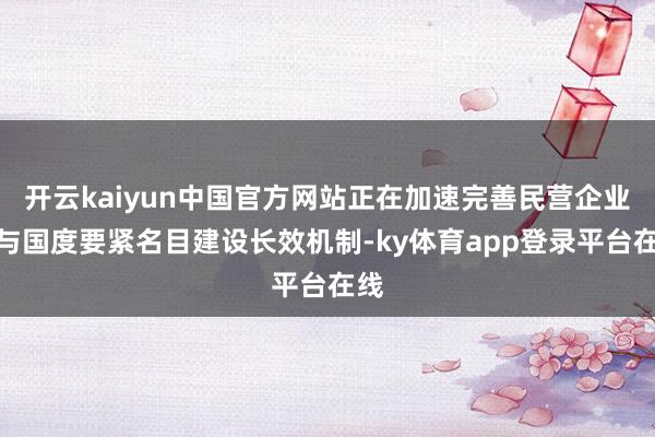 开云kaiyun中国官方网站正在加速完善民营企业参与国度要紧名目建设长效机制-ky体育app登录平台在线