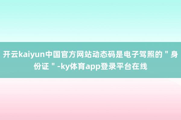 开云kaiyun中国官方网站动态码是电子驾照的＂身份证＂-ky体育app登录平台在线