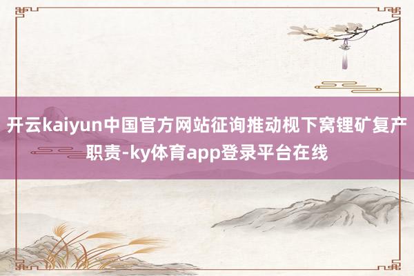 开云kaiyun中国官方网站征询推动枧下窝锂矿复产职责-ky体育app登录平台在线