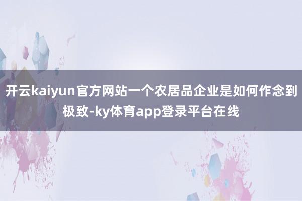 开云kaiyun官方网站一个农居品企业是如何作念到极致-ky体育app登录平台在线