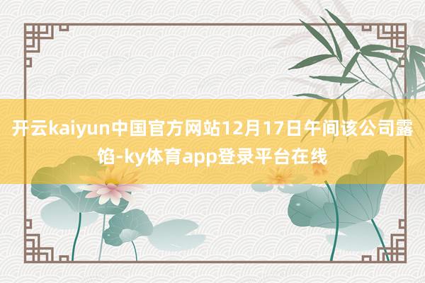 开云kaiyun中国官方网站12月17日午间该公司露馅-ky体育app登录平台在线