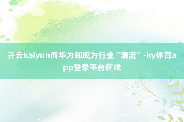 开云kaiyun而华为却成为行业“清流”-ky体育app登录平台在线