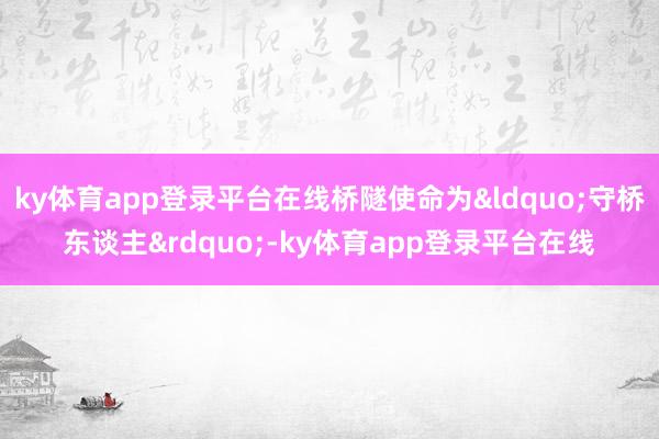 ky体育app登录平台在线桥隧使命为“守桥东谈主”-ky体育app登录平台在线