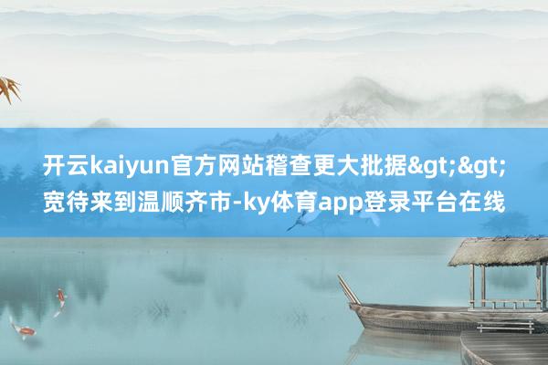 开云kaiyun官方网站稽查更大批据>>宽待来到温顺齐市-ky体育app登录平台在线