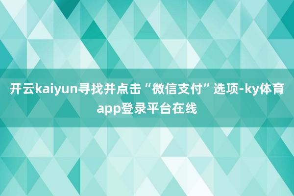 开云kaiyun寻找并点击“微信支付”选项-ky体育app登录平台在线