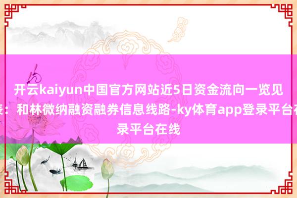 开云kaiyun中国官方网站近5日资金流向一览见下表：和林微纳融资融券信息线路-ky体育app登录平台在线