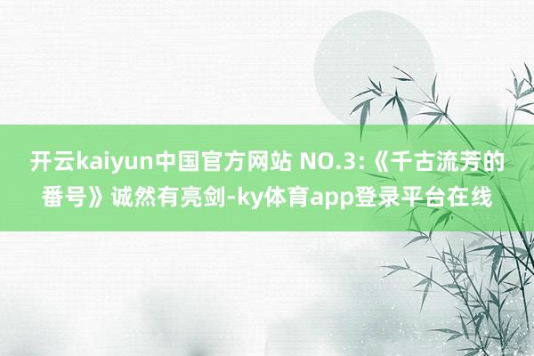 开云kaiyun中国官方网站 NO.3:《千古流芳的番号》诚然有亮剑-ky体育app登录平台在线