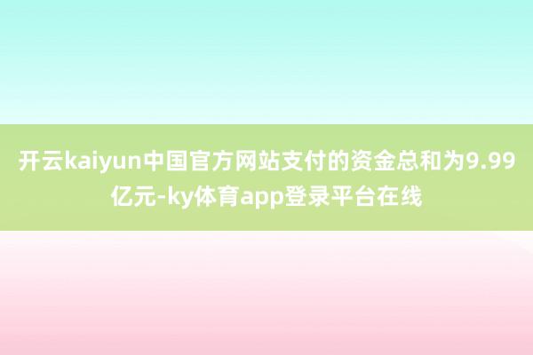 开云kaiyun中国官方网站支付的资金总和为9.99亿元-ky体育app登录平台在线